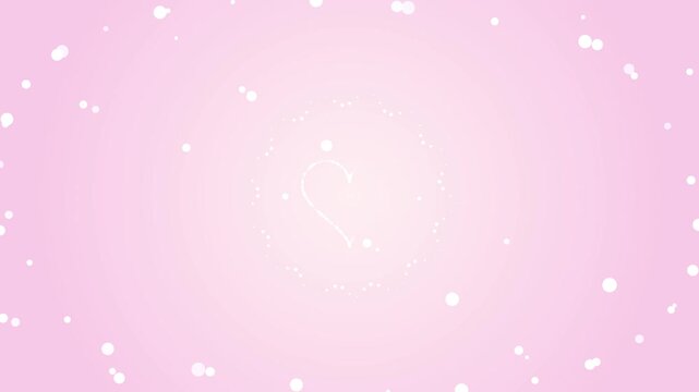 Glowing heart outline surrounded by swirling white particles on a soft pink gradient background ro