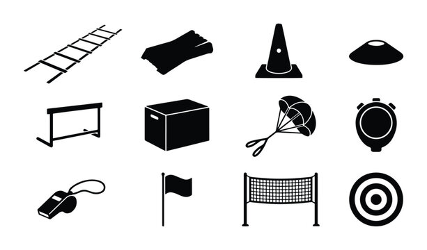 Sports training equipment set with agility ladder, cone, stopwatch and hurdles