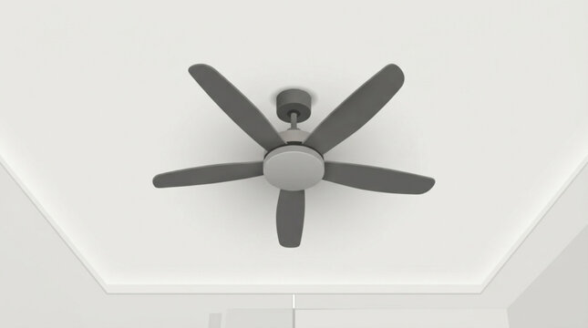Modern ceiling fan vector illustration with three blades isolated on white