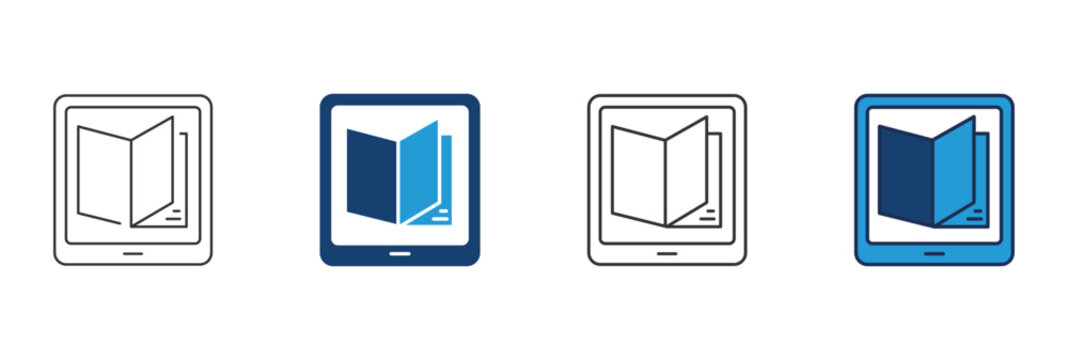 Digital ebook reader tablet, online study knowledge icon, vector illustration