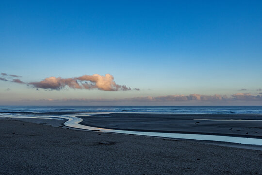 Ecola Creek flowing into Pacific Ocean