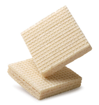 Square wafers are levitation on a white background. Isolated