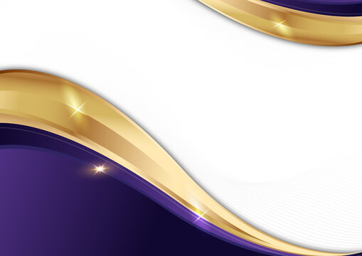 luxury deep purple gold wave for modern corporate certificate background design