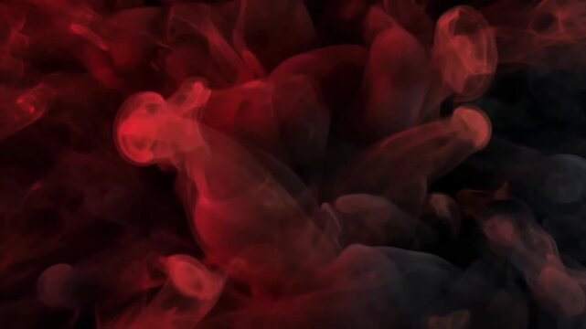 Black red gradient background, abstract background featuring red and dark ink swirling together in clear water to create elegant clouds and smooth smoke patterns in a fluid motion