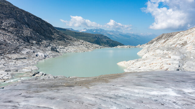 Glacial Meltwater Lake at Rhone Glacier in the Swiss Alps