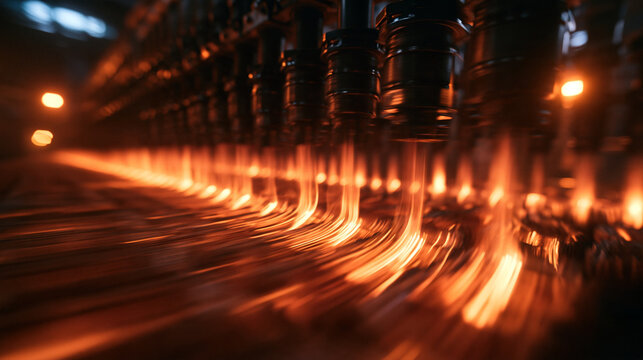 Molten Material Extrusion on Automated Industrial Factory Line