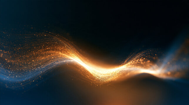 Abstract Glowing Gold Light Wave Particle Background