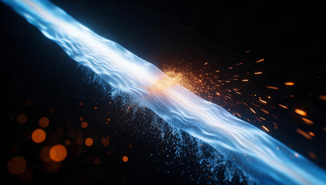 Glowing Abstract Energy Beam with Sparks and Particles