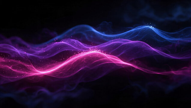 Abstract Glowing Energy Waves and Digital Particle Flow Background