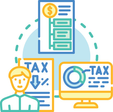 File income tax form concept. Amount revenue, schedule submit, liability document icon vector illustration