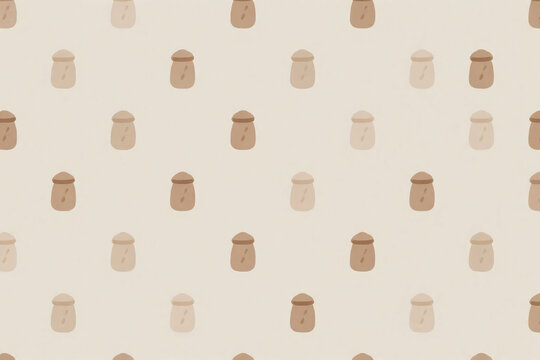 Ceramic salt cellar and spoon notch seamless pattern background with muted clay cream repeats