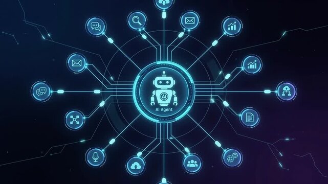 AI Agent Central Hub Connecting Automated Digital Services