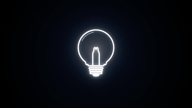 Minimalist light bulb icon outline on dark background