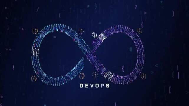 Digital DevOps Infinity Loop Animation Representing Software Development Lifecycle and Automation.