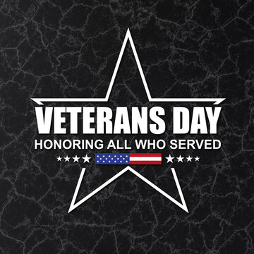Veterans Day banner with text - Honoring all who served. 11th November - Veterans Day