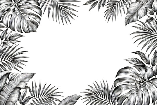 Tropical leaves frame natural greenery lush botanical background