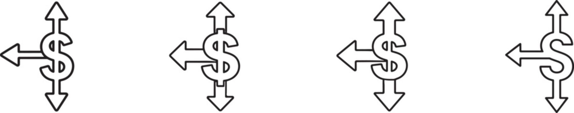 Operating profit and loss icon in black outline, ideal for business finance, accounting, and analysis.
