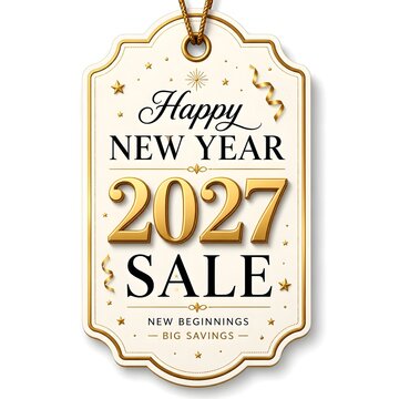 Elegant New Year Sale 2027 Black and Gold Discount Tag