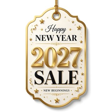 Elegant New Year Sale 2027 Black and Gold Discount Tag