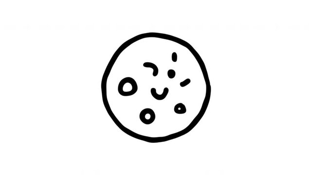 Cookie For Baking And Dessert Menus Wiggle Doodle Animation With Alpha Channel. Biscuit Symbol And Sweet Treat Use, Transparent Background. 4K Loop Hand Drawn Icon.