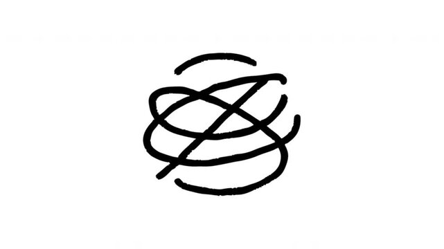 Tangled Scribble For Confusion And Disorganization Hand-Drawn Doodle Animation With Alpha Channel. Messy Line And Mental Overload Symbol, Transparent Background. 4K Loop Hand Drawn Icon.