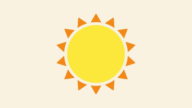 Flat design bright yellow sun with orange triangles rays vector animation loop