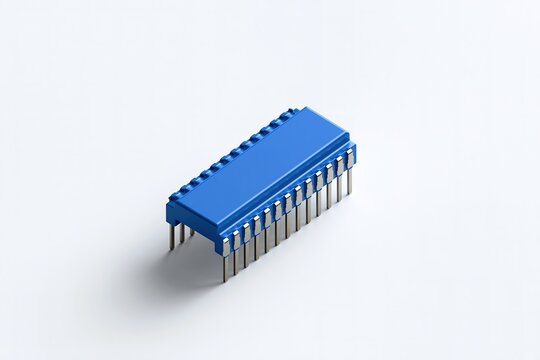 Blue Integrated Circuit with Metal Pins