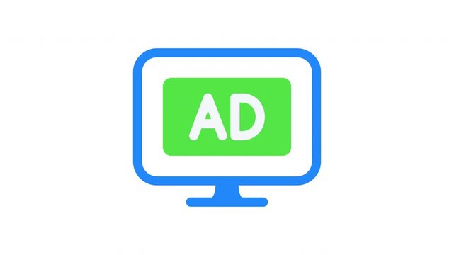 Animated Advertising Monitor Icon on Transparent Background