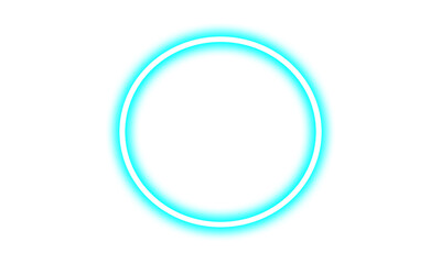 Glowing cyan neon circle isolated on transparent background © Tohmina