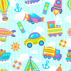Transport toy seamless pattern © Ivonne