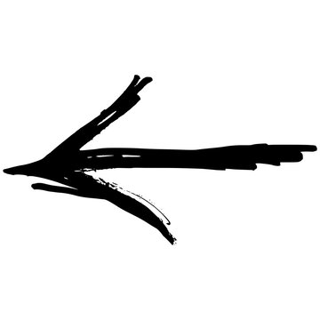 Hand drawn marker doodle straight left arrow icon illustration isolated on transparent background. Black ink scribble design element clip art for left direction pointer.