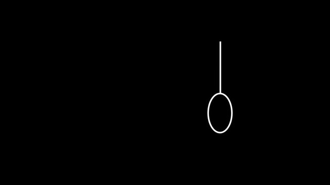 Minimalist pendulum motion swinging geometric line animation on black background, motion animation line swing