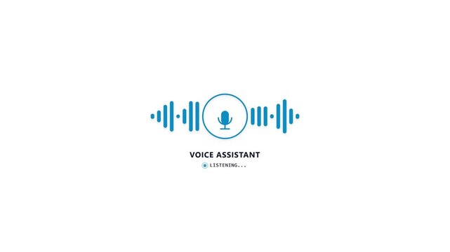 AI voice assistant interface conceptual motion graphic design element featuring a clean minimalist digital sound wave symbol for modern technology business presentation background loop