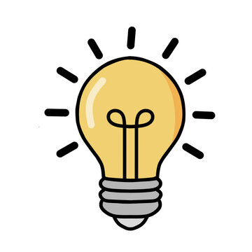 Glowing light bulb icon vector illustration, idea and innovation concept isolated on transparent background 