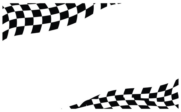 Black and white checkered flag border frame design isolated on background for racing event and motorsport finish line concept.
