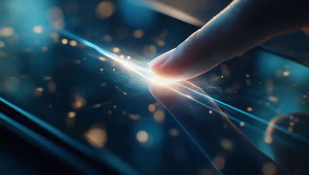 Biometric Fingerprint Scanner on Digital Smartphone Screen