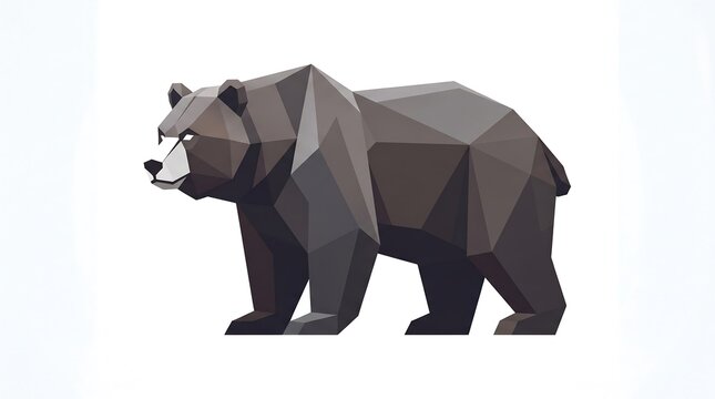 Geometric bear illustration featuring a stylized polygonal grizzly