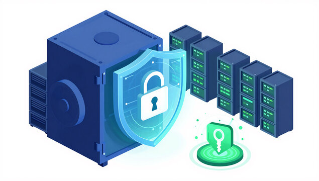 Isometric Cybersecurity Network Defense and Data Protection Shield