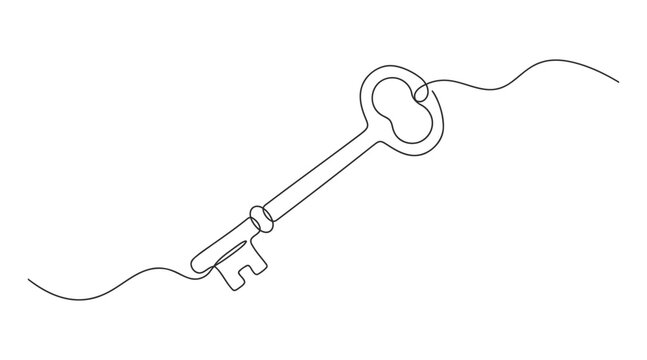 Vintage key line art illustration connected with thin old white background continuous