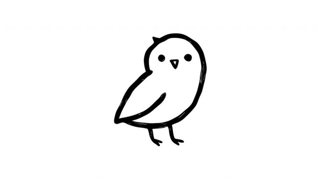 Bird For Wildlife Education And Nature Content Hand-Drawn Doodle Animation On Transparent Background. Small Bird And Ornithology Symbol. Seamless Animated Icon. 4K Video Overlay Element.