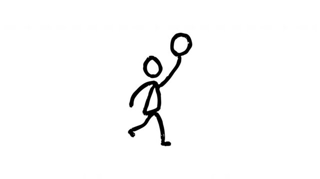 Person Juggling For Circus Performance And Entertainment Doodle Animation. Juggler And Coordination Activity. 4K Video Loopable Overlay Element. Hand-Drawn Animated Icon With Alpha Channel.