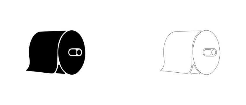 Paper roll cylinder web vector icon filled and outline, mill paper roll coil symbol.