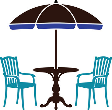 Outdoor patio set featuring bistro table and two chairs under a protective