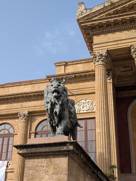 Teatro Massimo Lion Statue Palermo Sicily