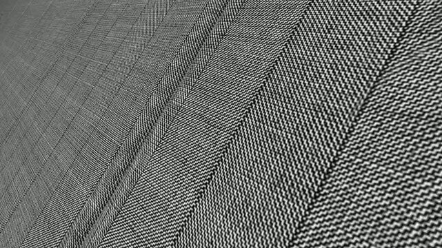 Smooth Cinematic Movement Along Italian Light Gray Pinstripe Wool Fabric with Angled Perspective, Beautiful Lighting and Sophisticated Textile Detail