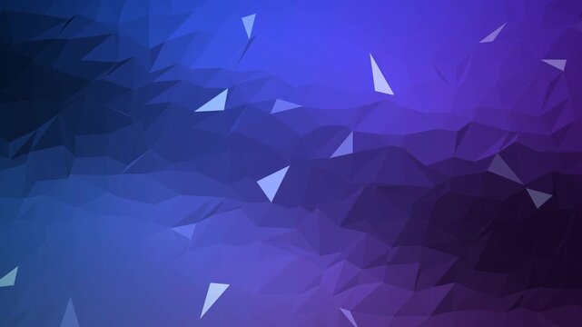 Low poly triangle mosaic in blue and purple with sparkling facets, seamless loop