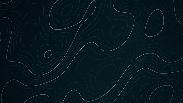 Topographic contour lines slowly shifting on dark teal, seamless loop
