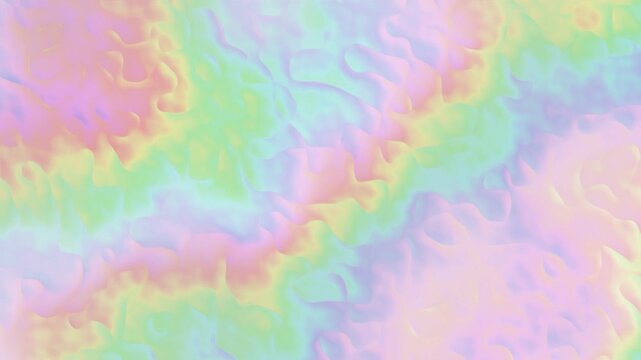 Iridescent holographic foil with pastel rainbow colors flowing, seamless loop