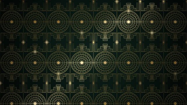 Luxurious gold art deco ornamental pattern with a sweeping shine, seamless loop