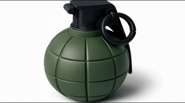 A green hand grenade on a white background